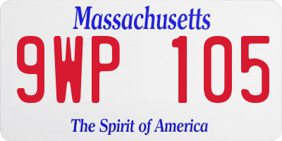 MA license plate 9WP105