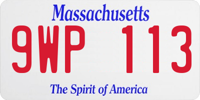 MA license plate 9WP113