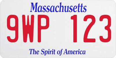 MA license plate 9WP123