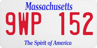 MA license plate 9WP152