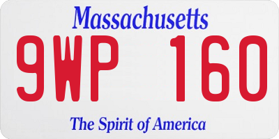 MA license plate 9WP160