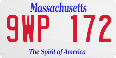 MA license plate 9WP172