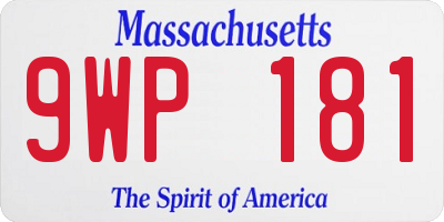 MA license plate 9WP181