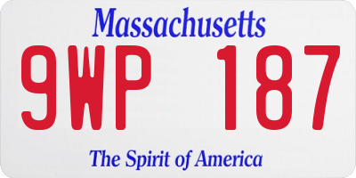 MA license plate 9WP187