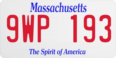 MA license plate 9WP193