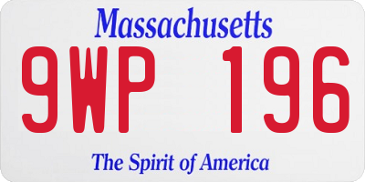 MA license plate 9WP196