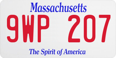 MA license plate 9WP207