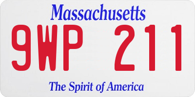MA license plate 9WP211