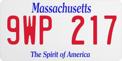 MA license plate 9WP217