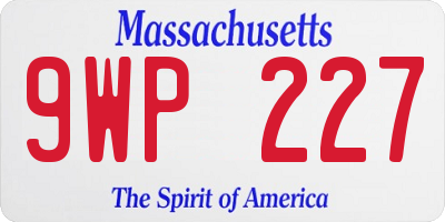MA license plate 9WP227