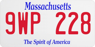 MA license plate 9WP228