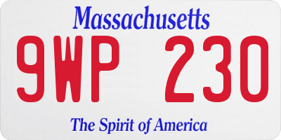 MA license plate 9WP230