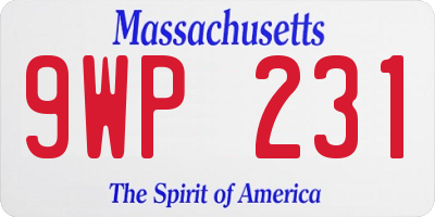 MA license plate 9WP231
