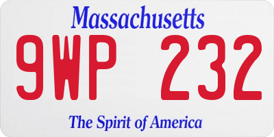 MA license plate 9WP232