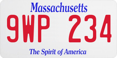 MA license plate 9WP234