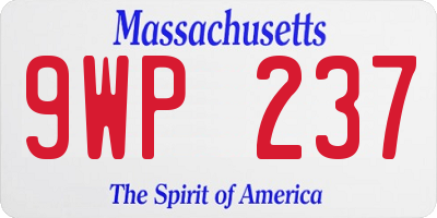 MA license plate 9WP237