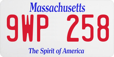 MA license plate 9WP258