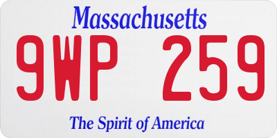 MA license plate 9WP259