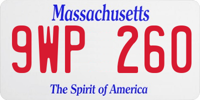 MA license plate 9WP260