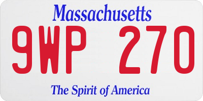 MA license plate 9WP270