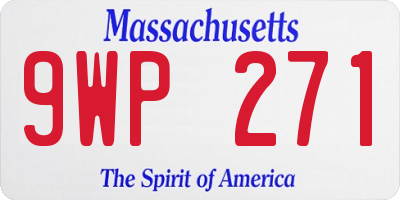 MA license plate 9WP271