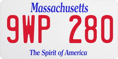 MA license plate 9WP280