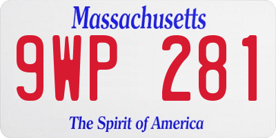 MA license plate 9WP281
