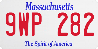 MA license plate 9WP282