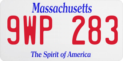 MA license plate 9WP283
