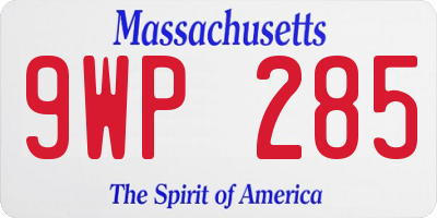 MA license plate 9WP285