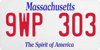 MA license plate 9WP303