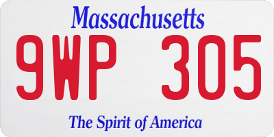 MA license plate 9WP305