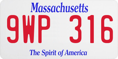 MA license plate 9WP316