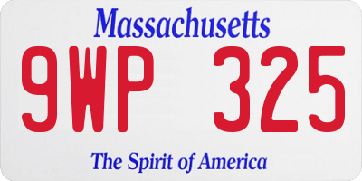 MA license plate 9WP325