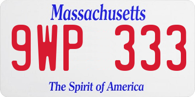MA license plate 9WP333