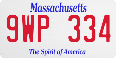 MA license plate 9WP334