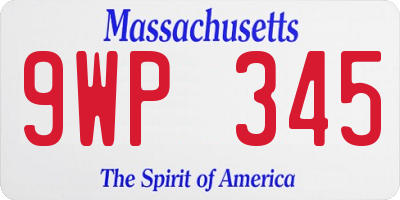 MA license plate 9WP345