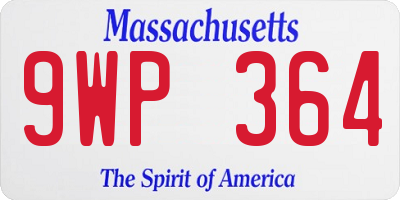 MA license plate 9WP364