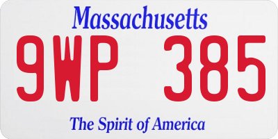 MA license plate 9WP385