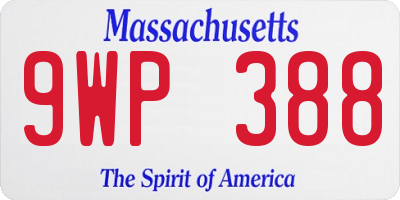 MA license plate 9WP388