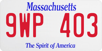 MA license plate 9WP403