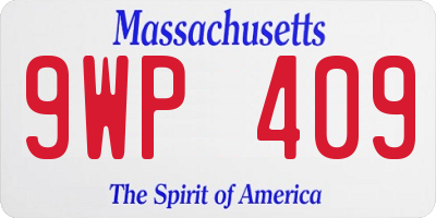 MA license plate 9WP409