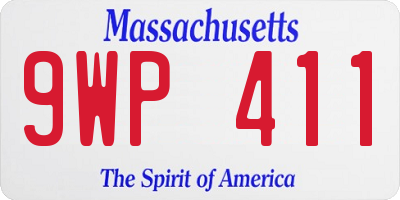 MA license plate 9WP411