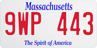 MA license plate 9WP443