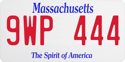 MA license plate 9WP444
