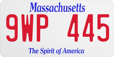 MA license plate 9WP445