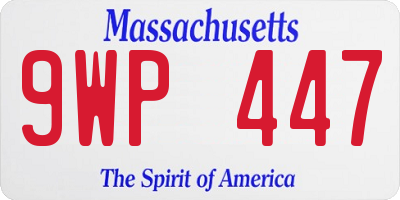 MA license plate 9WP447