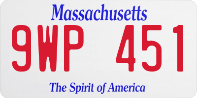 MA license plate 9WP451