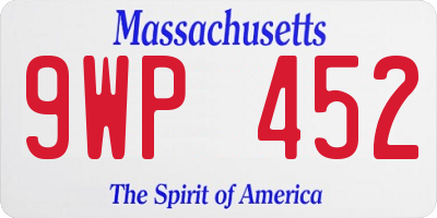 MA license plate 9WP452