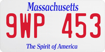 MA license plate 9WP453